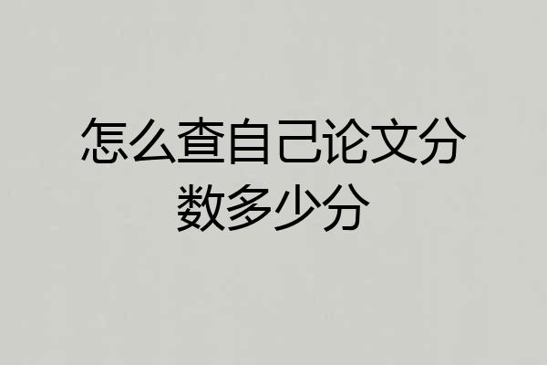 怎么查自己论文分数多少分