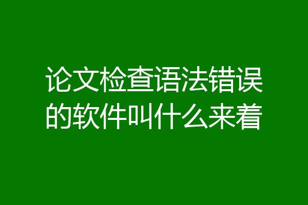 论文检查语法错误的软件叫什么来着