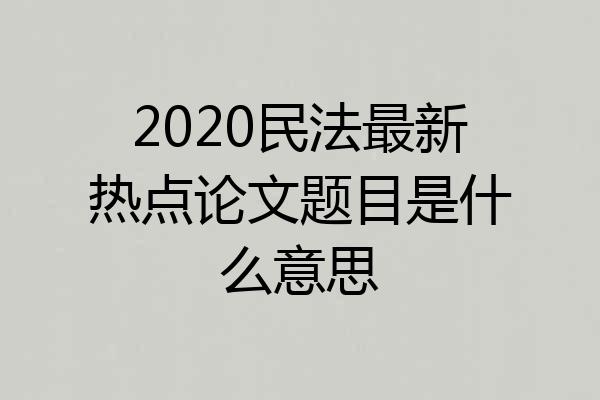2020民法最新热点论文题目是什么意思