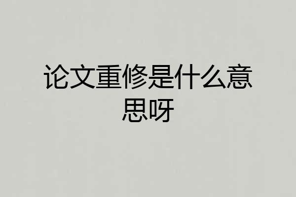 论文重修是什么意思呀