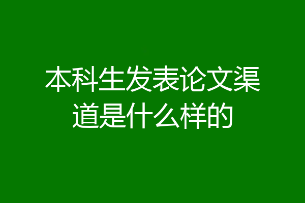 本科生发表论文渠道是什么样的