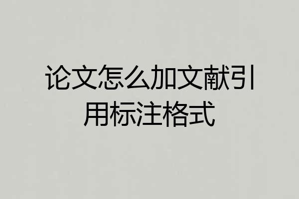 论文怎么加文献引用标注格式