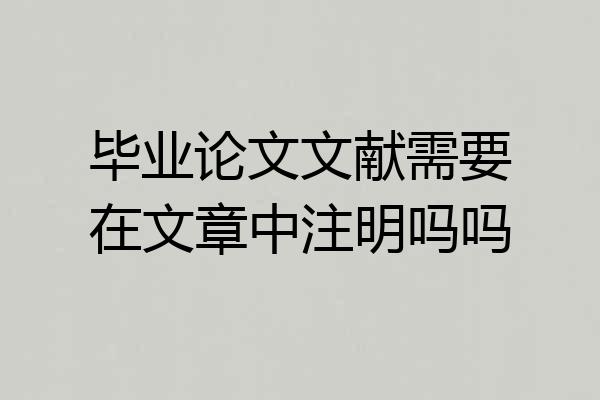 毕业论文文献需要在文章中注明吗吗