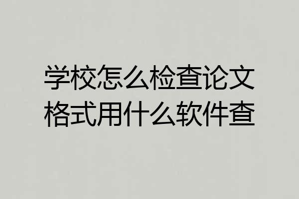 学校怎么检查论文格式用什么软件查