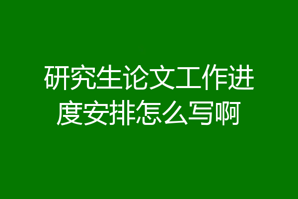研究生论文工作进度安排怎么写啊