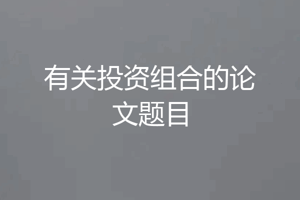 有关投资组合的论文题目