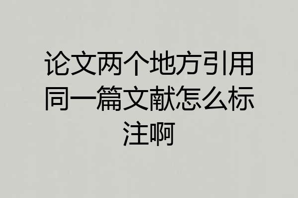 论文两个地方引用同一篇文献怎么标注啊