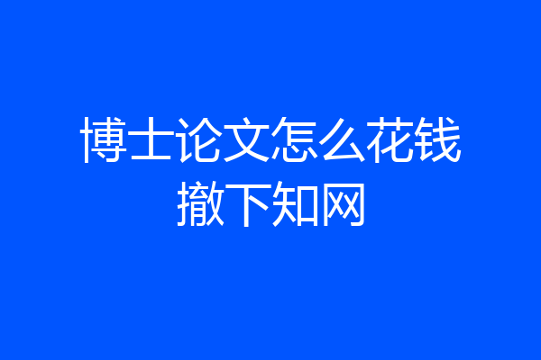 博士论文怎么花钱撤下知网