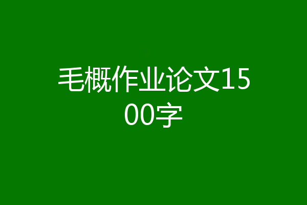 毛概作业论文1500字
