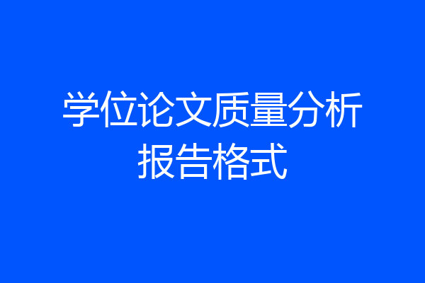 学位论文质量分析报告格式