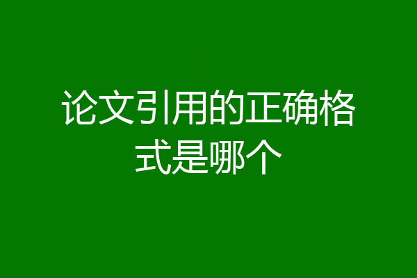 论文引用的正确格式是哪个