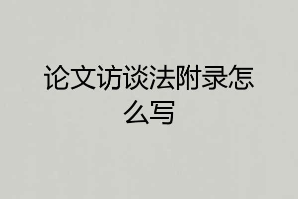 论文访谈法附录怎么写