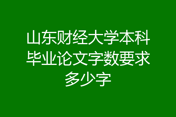 山东财经大学本科毕业论文字数要求多少字