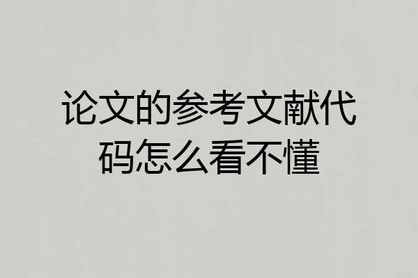 论文的参考文献代码怎么看不懂