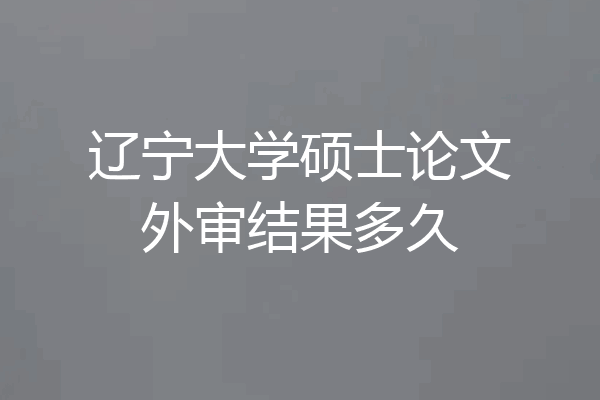 辽宁大学硕士论文外审结果多久