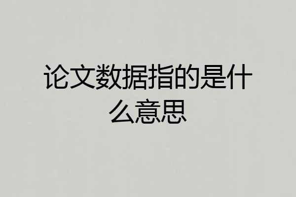 论文数据指的是什么意思