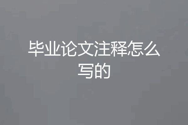 毕业论文注释怎么写的
