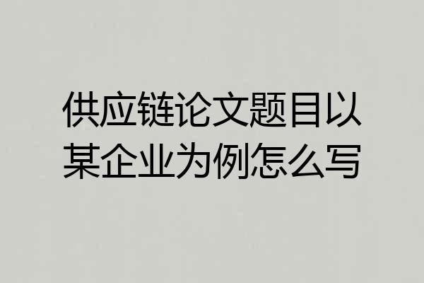 供应链论文题目以某企业为例怎么写