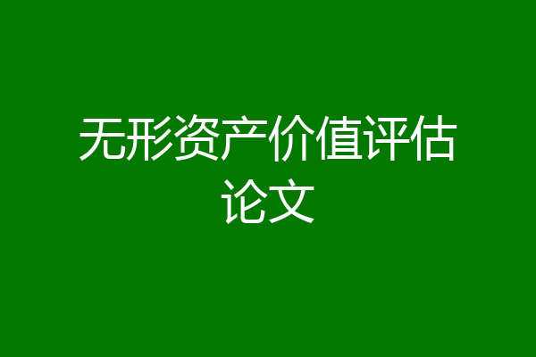 无形资产价值评估论文