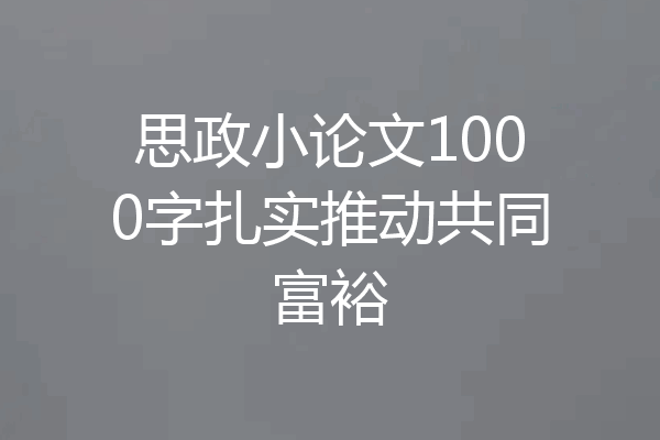思政小论文1000字扎实推动共同富裕