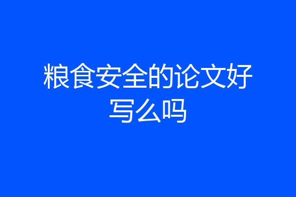 粮食安全的论文好写么吗