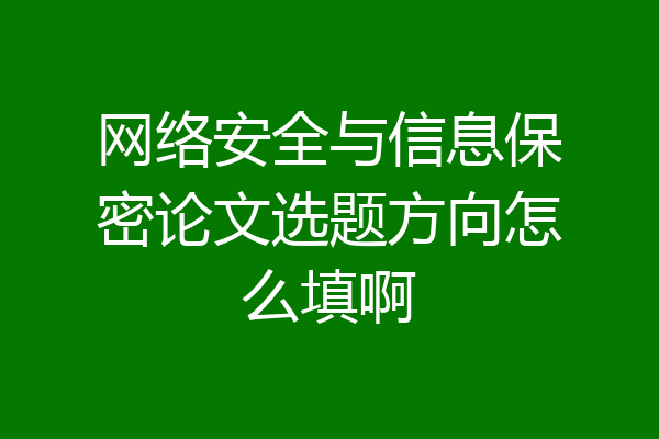 网络安全与信息保密论文选题方向怎么填啊