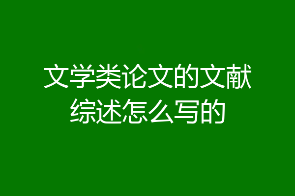 文学类论文的文献综述怎么写的