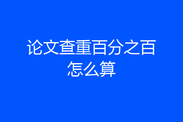 论文查重百分之百怎么算