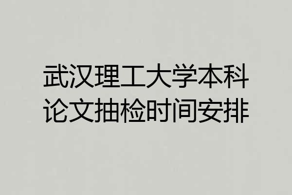 武汉理工大学本科论文抽检时间安排