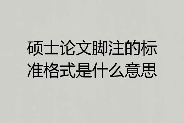 硕士论文脚注的标准格式是什么意思