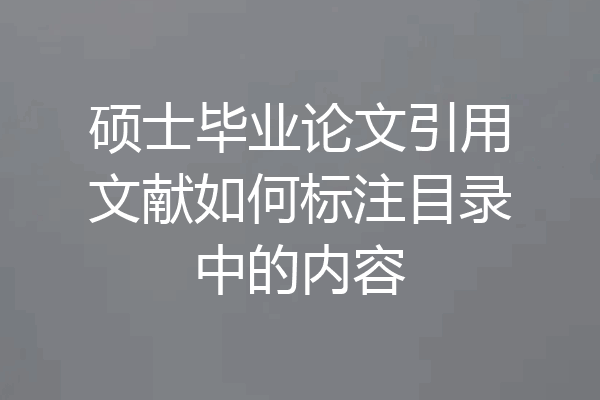 硕士毕业论文引用文献如何标注目录中的内容