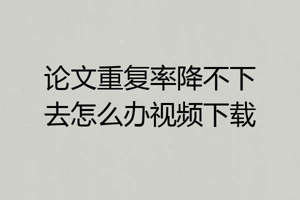 论文重复率降不下去怎么办视频下载