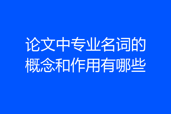 论文中专业名词的概念和作用有哪些