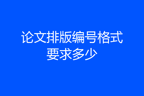 论文排版编号格式要求多少