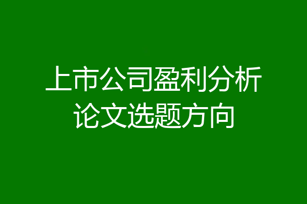 上市公司盈利分析论文选题方向