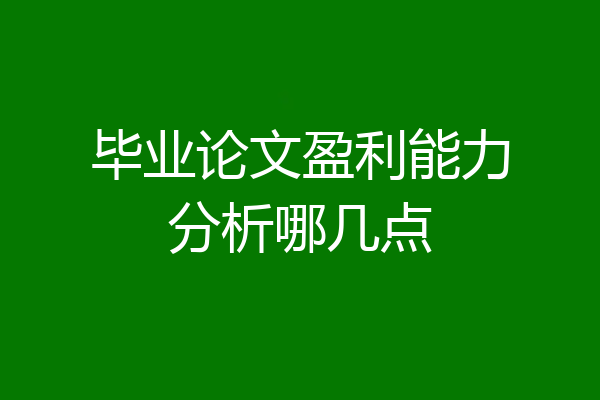 毕业论文盈利能力分析哪几点