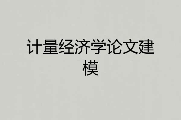 计量经济学论文建模