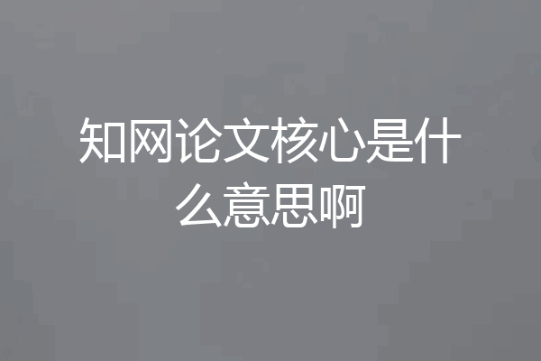 知网论文核心是什么意思啊