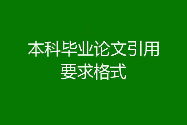 本科毕业论文引用要求格式