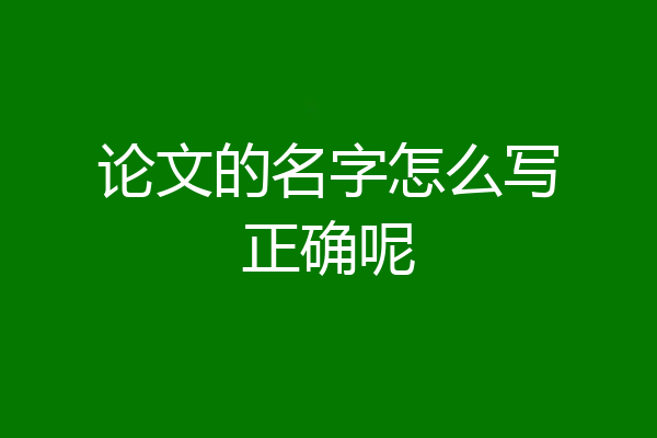 论文的名字怎么写正确呢