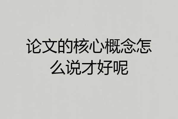 论文的核心概念怎么说才好呢