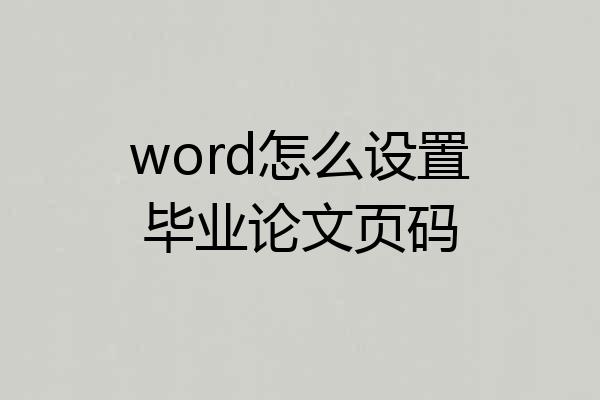 word怎么设置毕业论文页码