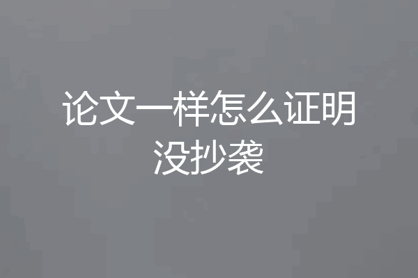 论文一样怎么证明没抄袭