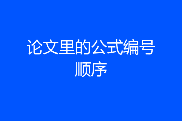 论文里的公式编号顺序