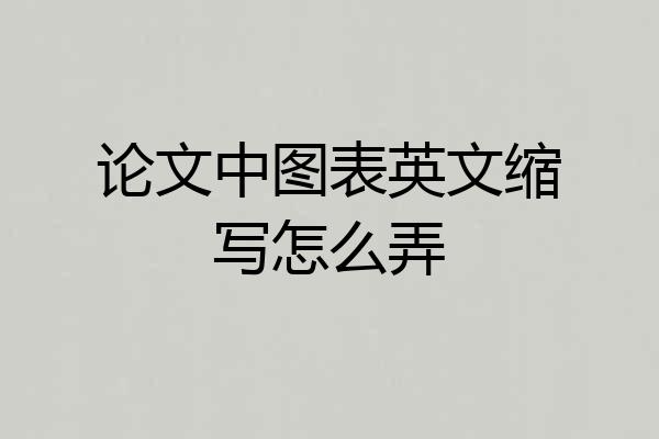 论文中图表英文缩写怎么弄