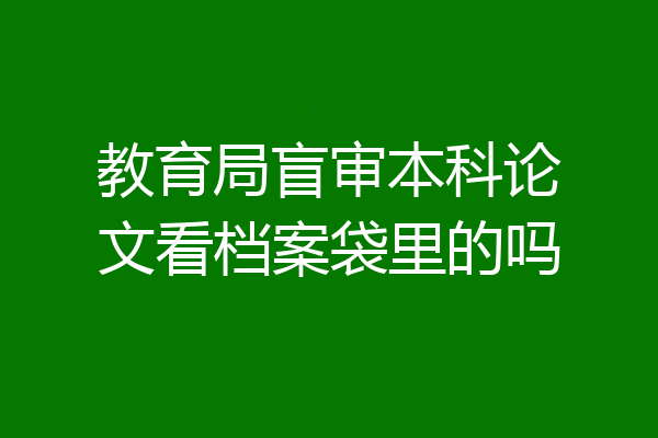 教育局盲审本科论文看档案袋里的吗