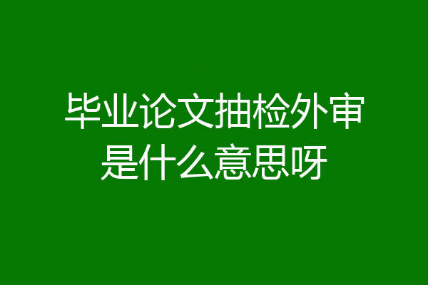 毕业论文抽检外审是什么意思呀