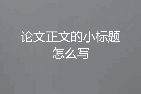 论文正文的小标题怎么写
