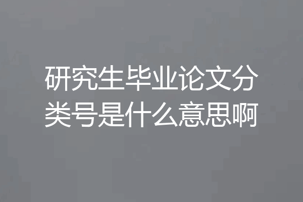 研究生毕业论文分类号是什么意思啊