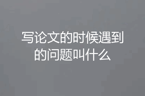 写论文的时候遇到的问题叫什么